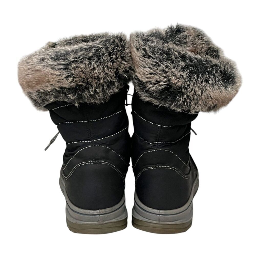 Santana Canada Myrah Winter Boots Black Faux Fur Trim Lace Up Zip Snow 38 US 7 - Picture 7 of 14